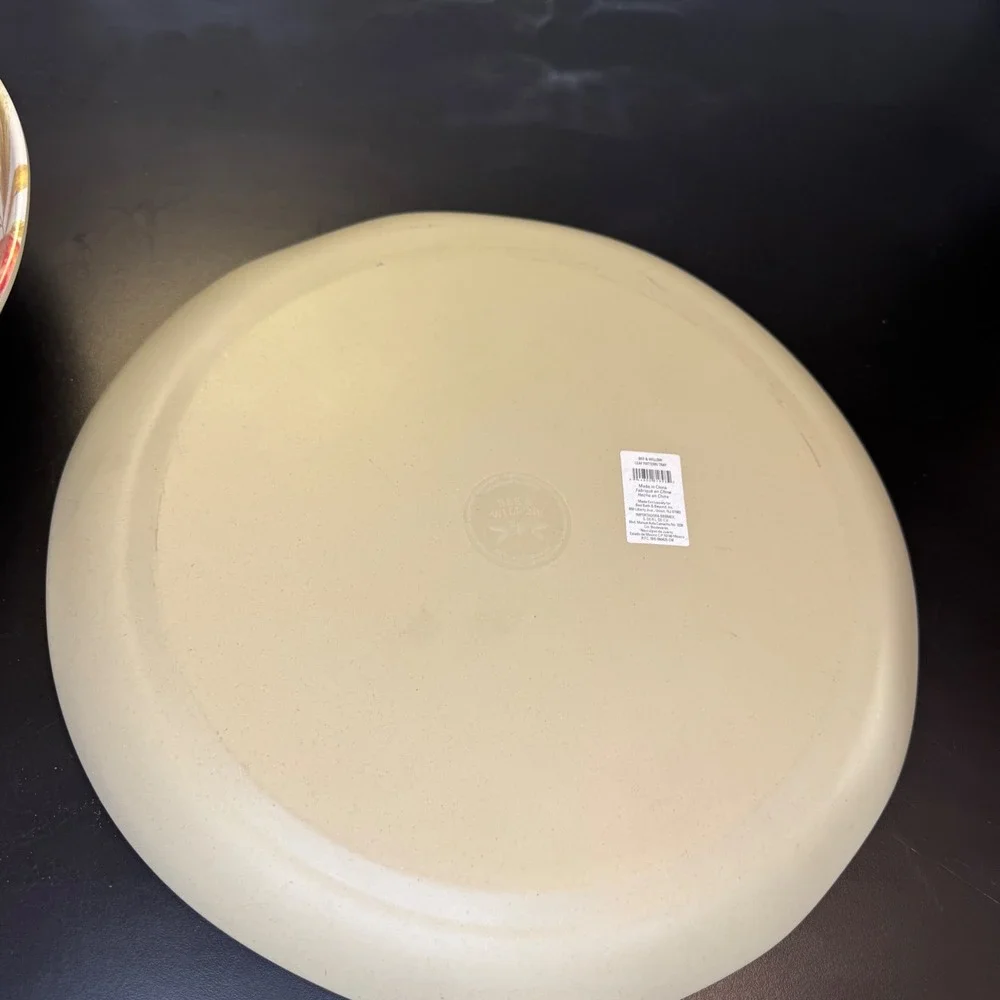 Bee & Willow Serving Bowl Tray Set Home Cream Orange Pumpkin Leaf Melamine